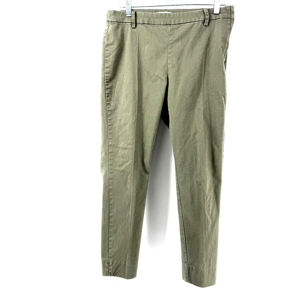 H&M Women's Side Zip Pants Slim Leg Stretch Ankle size 10 27" Inseam Olive